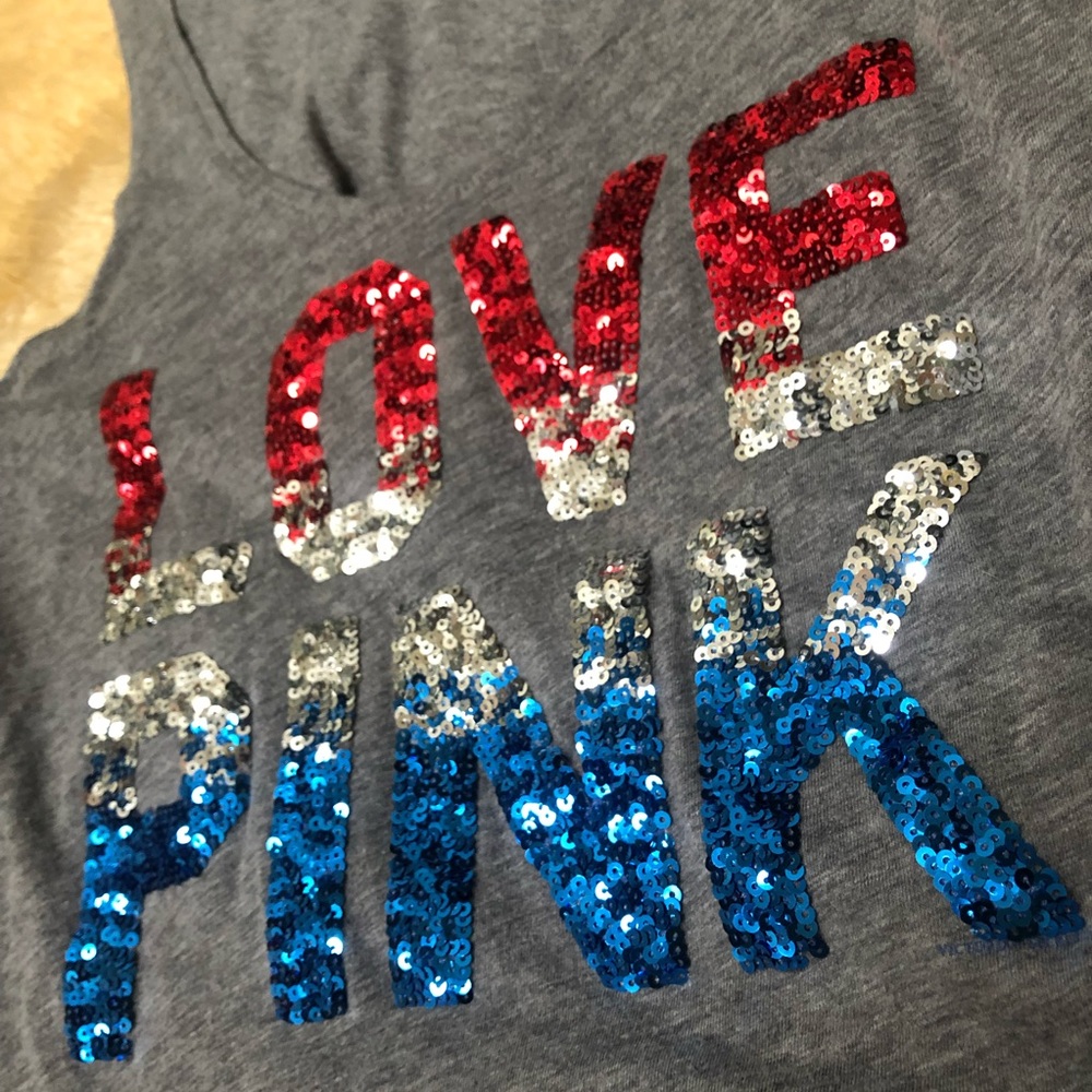 VS PINK Patriotic Sequined red blue USA tank top - Picture 2 of 4